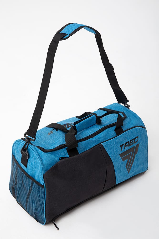 Mala de ginásio Trec Nutrition preto azul com 3 bolsas