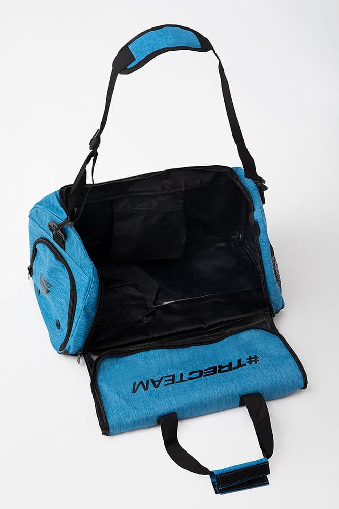 Mala de ginásio Trec Nutrition preto azul com 3 bolsas — vista 4