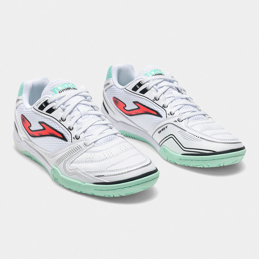 Sapatilhas futsal Dribling 26 indoor branco azul-turquesa