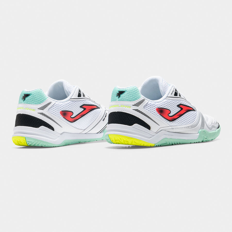 Sapatilhas futsal Dribling 26 indoor branco azul-turquesa